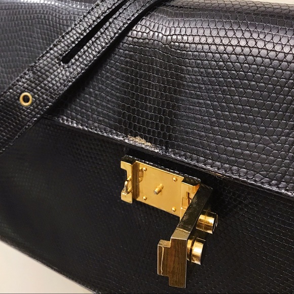 Mark Cross Lizard Leather Jumbo Flap Shoulder Bag - Picture 10 of 11